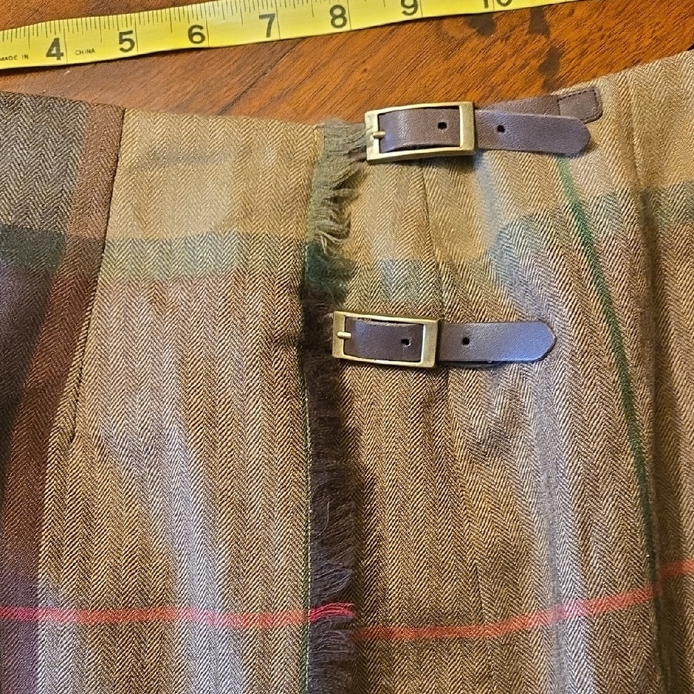 Talbots Large Green and Brown Plaid Skirt - Picture 8 of 9